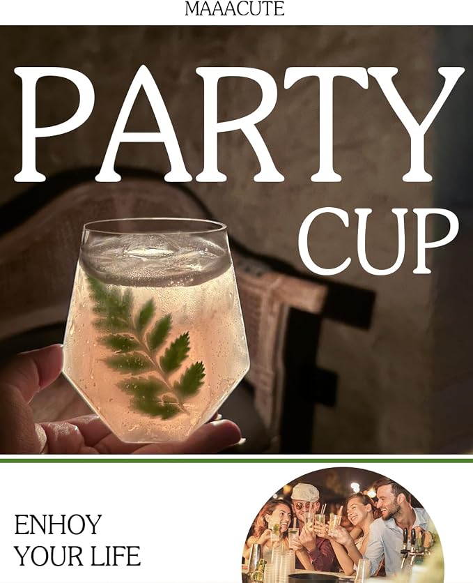 40 Pack Plastic Wine Glasses, 12 Oz Disposable Cocktail Whiskey Glasses | Clear - Image 2