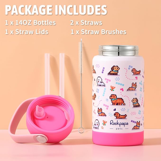 rockpapa 14 oz Kids Insulated Water Bottle，Stainless Steel Toddler Cups - Image 6