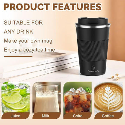 MOMSIV 12oz Travel Coffee Mug, Insulated Coffee Cup - Image 5