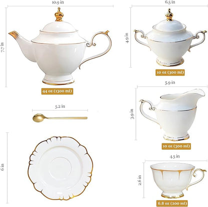 ACMLIFE Tea Sets for Adults Fine Bone China Tea Set for 6, Porcelain Teapot - Image 6
