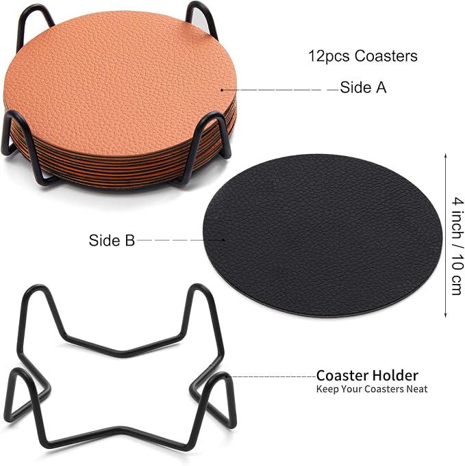 Faux Leather Drink Coasters - Image 6