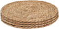 Defined Deco Woven Placemats Set of 4,12" Round Rattan Placemats,Natural Hand-Woven Water Hyacinth Placemats,Farmhouse Weave Place Mats,Rustic Braided Wicker Table Mats for Dining Table,Home,Wedding.