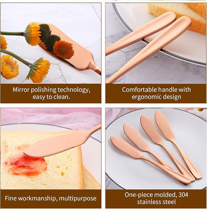 YDware Butter Knives, 18/10 Stainless Steel 6.10 Inch Rose Gold Cheese Spreader - Image 4
