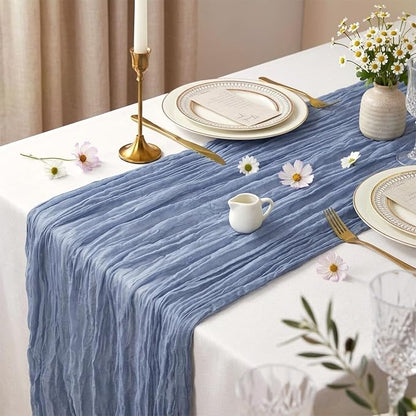 10 Pack Dusty Blue Cheesecloth Table Runner 17 x 108 Inch | Boho Gauze Fabric - Image 3