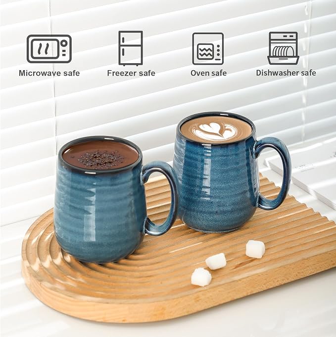 Coffee Mugs, 15 Ounce Ceramic Coffee Mug Set of 6, Reactive Glaze Tea Cups - Image 6