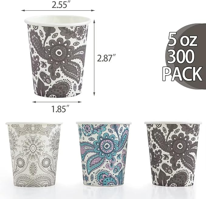 Clawsoff 300 Pack 5 oz Paper Cups Small Disposable Mouthwash Bathroom Cups | - Image 2