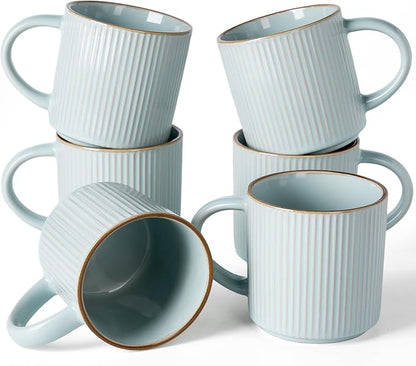 famiware Star Coffee Mug Set for 6, Handcrafted 12 oz Ceramic Stoneware Mugs by Famiware