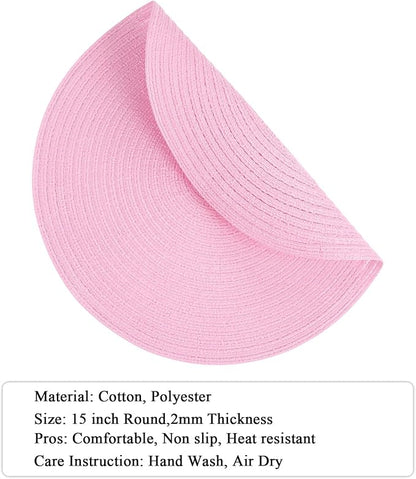 SHACOS Round Braided Placemats Set of 4 Washable 15 inch Round Table Mats - Image 2