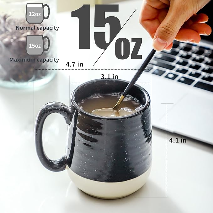 Hasense Coffee Mugs Ceramic, 15 oz Large Coffee Cups - Image 3