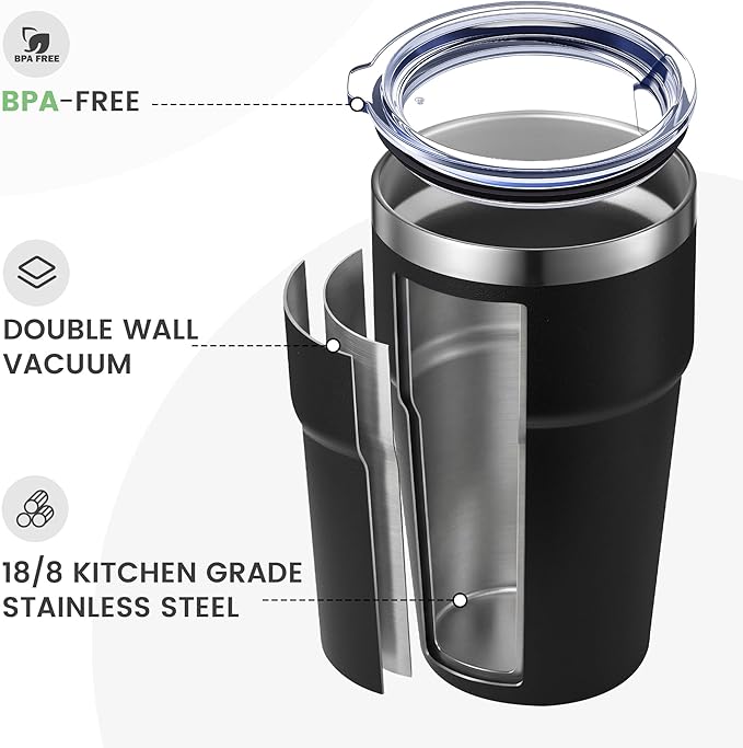 MEWAY 16oz Tumbler Double Wall Vacuum Insulated Travel Mug Bulk, Stainless - Image 3
