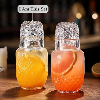 Bedside Water Carafe and Glass Set, Mfacoy 17 OZ Glasses Pitcher & 5 OZ Cup - Image 2