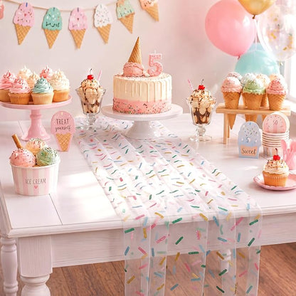 4 Pcs Sprinkles Table Runners 29 x 70 Inch Glitter Ice Cream Sprinkle Tulle - Image 6