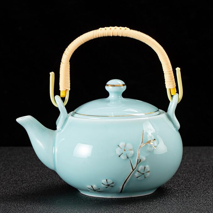 KEYDUACU Japanese Tea Set, Kiln-Formed Ceramic TeaSet, Plum Blossom Embossed - Image 5