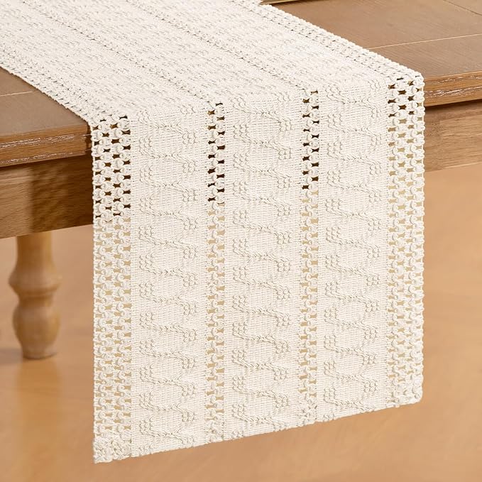 Boho Table Runner Summer Farmhouse Rustic Dining Dresser Scarf Home Decor | - Image 4