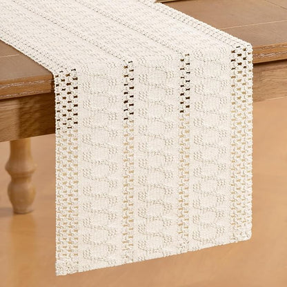 Boho Table Runner Summer Farmhouse Rustic Dining Dresser Scarf Home Decor | - Image 4