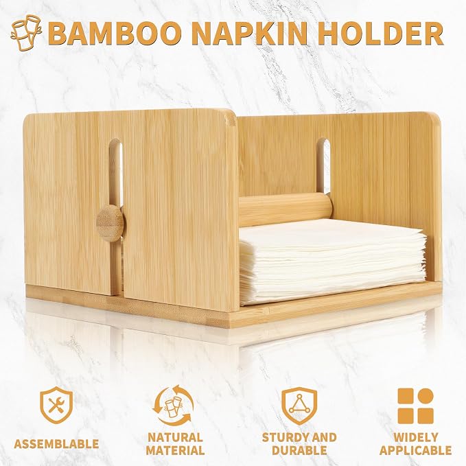 Bamboo Napkin Holder for Table, Square Napkin Holder - Image 5