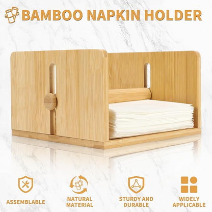 Bamboo Napkin Holder for Table, Square Napkin Holder - Image 5