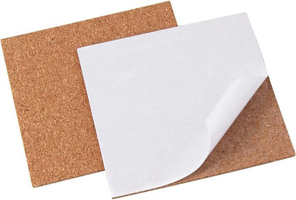 110 Pack Self Adhesive Cork Squares and Round DIY Adhesive Cork Board for Coasters and DIY Crafts