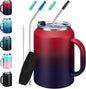 50oz Tumbler with Lid and Straw - Gulp, Protective Cup Mat, 50 oz Stainless Steel Coffee Mug for Travel Work, Double Wall Insulated Tumblers Metal Cups, Leak Proof Large Flask Jug Water Bottle