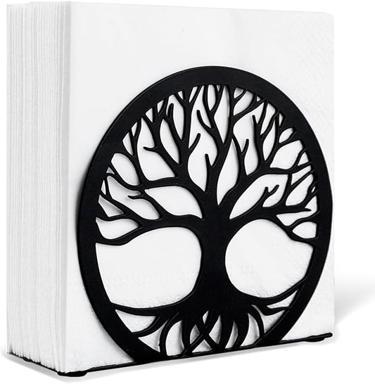 Napkin Holder for Table, Standing Napkin Dispenser Outdoor Farmhouse Black Cocktail Napkin Holders for Kitchen Coffee Shop Dining Room (6"x 1.7"x 4.9")