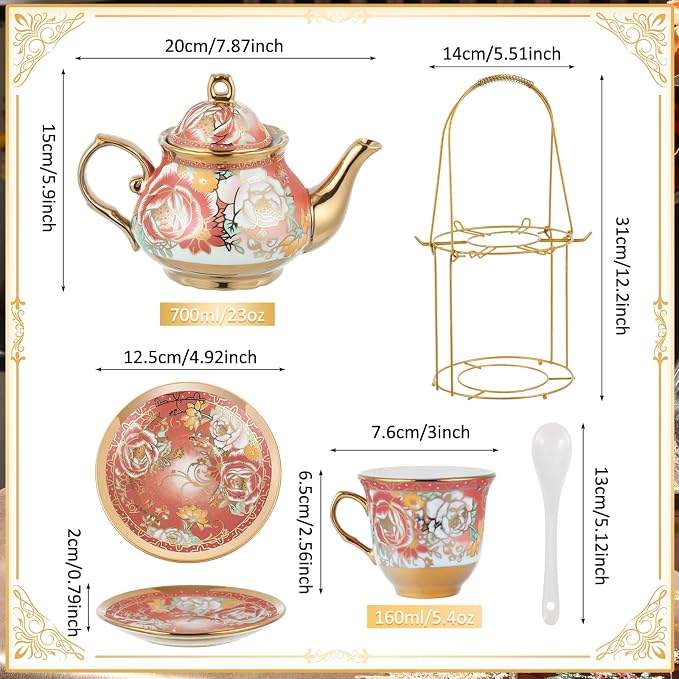 Zhehao 20 Pcs Porcelain Tea Set - Image 2