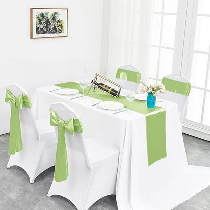 10-Pack Green Satin Table Runner 12 x 108 Inch Long Bright and Smooth Silk - Image 5