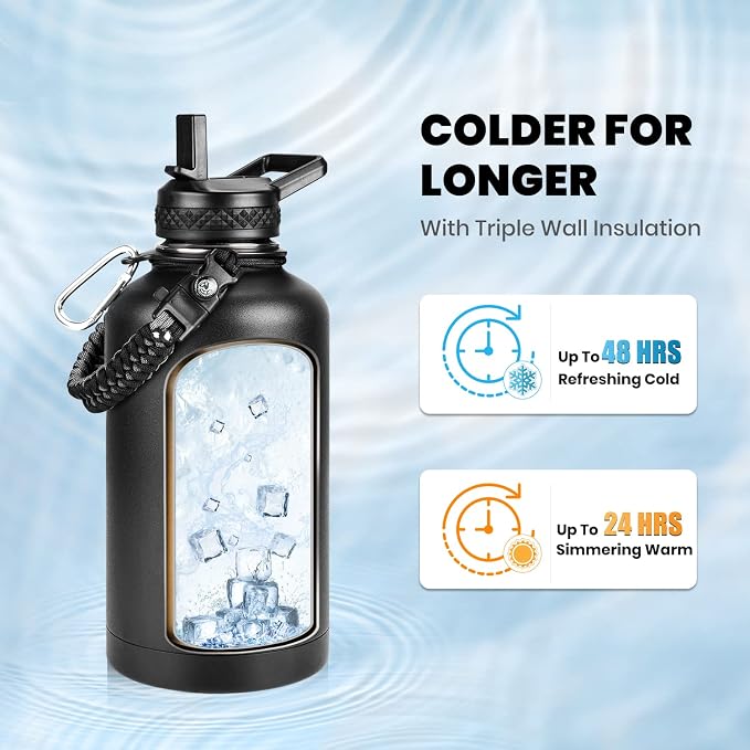 RAYMYLO Insulated Water Bottle 64 oz, Triple Wall Vacuum Stainless Steel | - Image 2