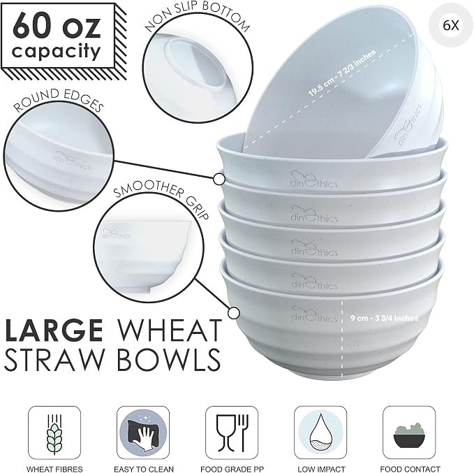 6 Wheat Straw White Bowl 60 OZ - Image 2
