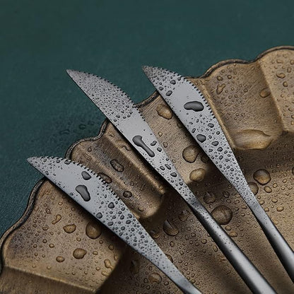 HOMQUEN Dinner Knives 6 Piece, Stainless Steel Matt Black Dinner Knife - Image 6