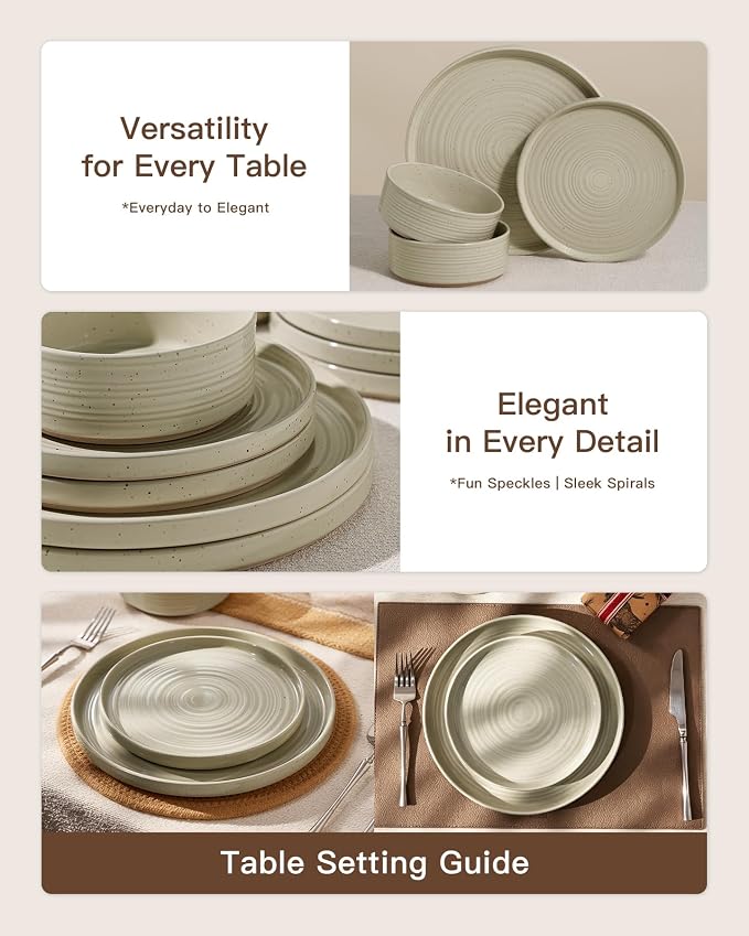 Dinnerware Set for 6, Ceramic Plates & Bowls - Image 4