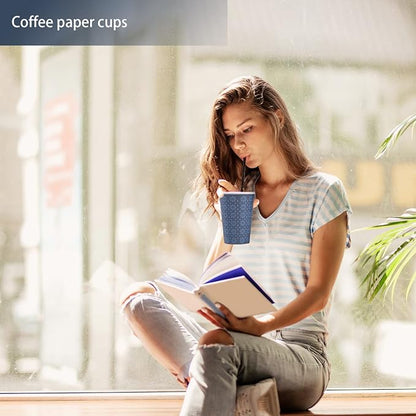 Clawsoff 240 Pack Paper Cups 12 oz Bulk Disposable Coffee Cups Navy Floral | - Image 7