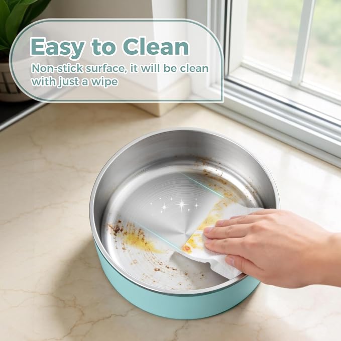 WENBOKMIN Dog Bowl, Stainless Steel Food and Water Bowl, Mint Green | Non Slip - Image 5
