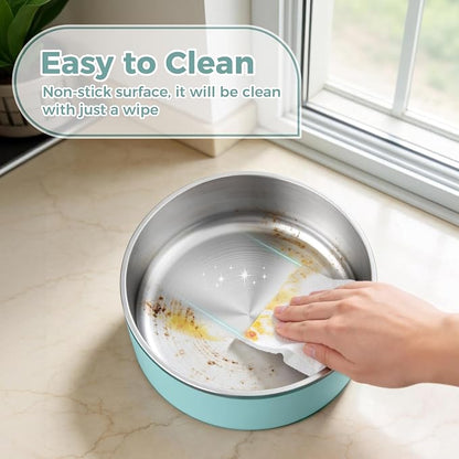 WENBOKMIN Dog Bowl, Stainless Steel Food and Water Bowl, Mint Green | Non Slip - Image 5