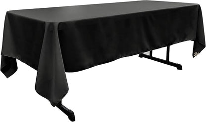 LA Linen Polyester Poplin Washable Rectangular Tablecloth, Stain and Wrinkle Resistant Table Cover 60x126, Fabric Table Cloth for Dinning, Kitchen, Party, Holiday 60 by 126-Inch, Black