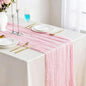 Light Pink Cheesecloth Table Runner 35 x 157 Inch Boho Gauze Table Runner by TuTive
