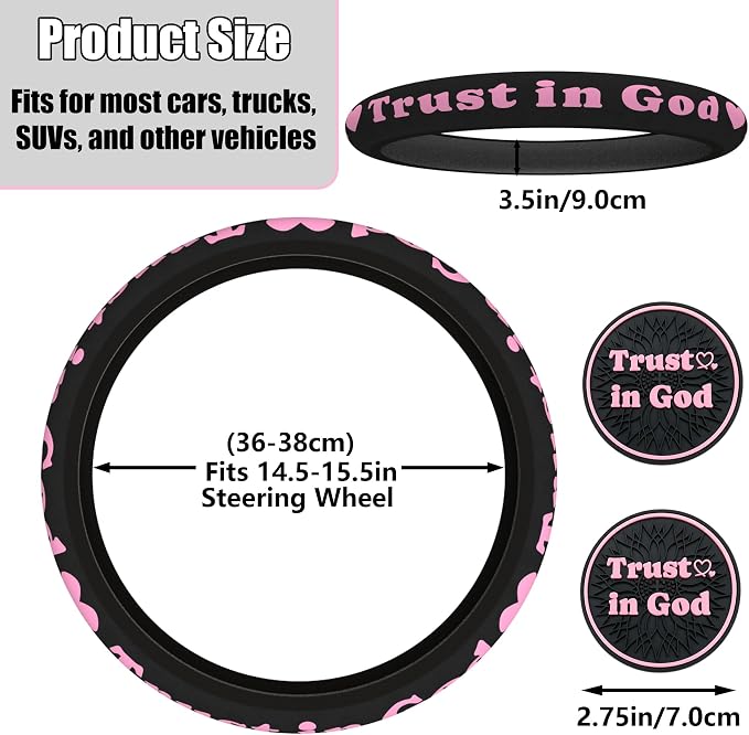 Christian Trust in God Car Steering Wheel Cover - Image 2