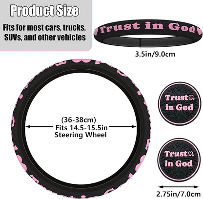 Christian Trust in God Car Steering Wheel Cover - Image 2