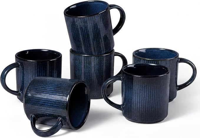 E-far 12 oz Coffee Mugs Set of 6, Stoneware Coffee Cups by E-far
