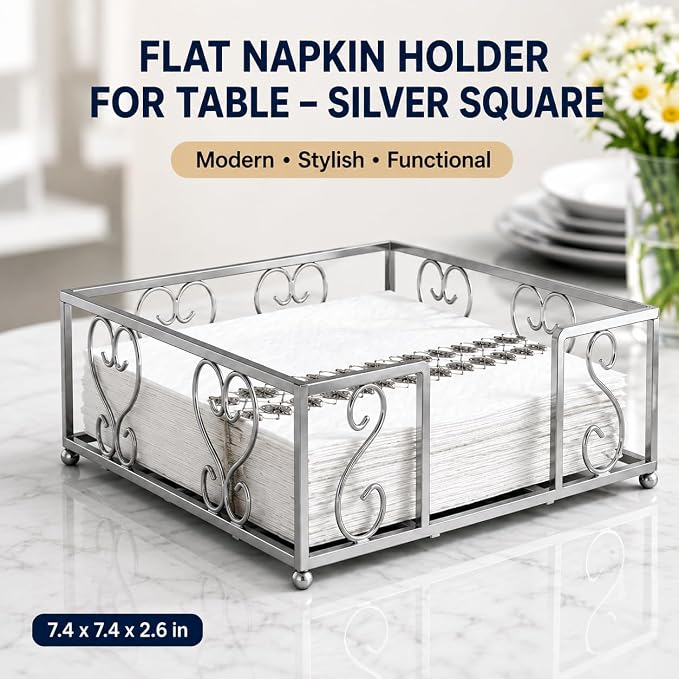 Flat Napkin Holder for Table, Dinner Napkins & Everyday Use - Image 2