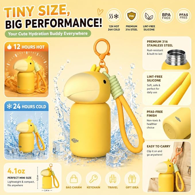 4.1oz Mini Insulated Water Bottle, Portable Coffee Cup, Small Travel Cup Vacuum - Image 3