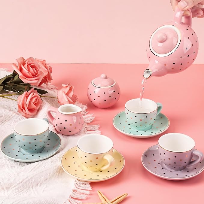 CHENP.HMC Tea Party Set for Little Girls, 13 Piece Sets Kids Tin Tea Party - Image 2