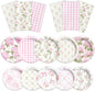 60Pcs Floral Plates and Napkins-Girls Pink Party Supplies Vintage Flower Tea by CMUSKO