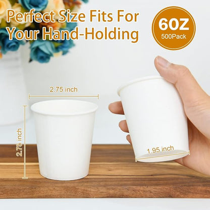 Vumdua 500 Pcs 6 oz Disposable Paper Coffee Cups, Hot/Cold Beverage Drinking Cup - Image 2