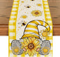 Artoid Mode Yellow Buffalo Plaid Sunflower Gnome Bee Summer Table Runner by ArtoidMode