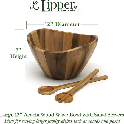 Lipper International Acacia Large Wave Bowl - Image 2
