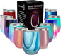CHILLOUT LIFE 12 oz Stainless Steel Wine Tumbler with Lid - Double Wall Vacuum Insulated Wine Cup Glass Keeping Cold & Hot for Coffee, Champagne, Cocktails, Ice Cream