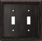 Henne Bery Sunken Pearls Heavy Duty Decorative Wall Plate Switch Plate Outlet Cover (Double Toggle, Aged Bronze)