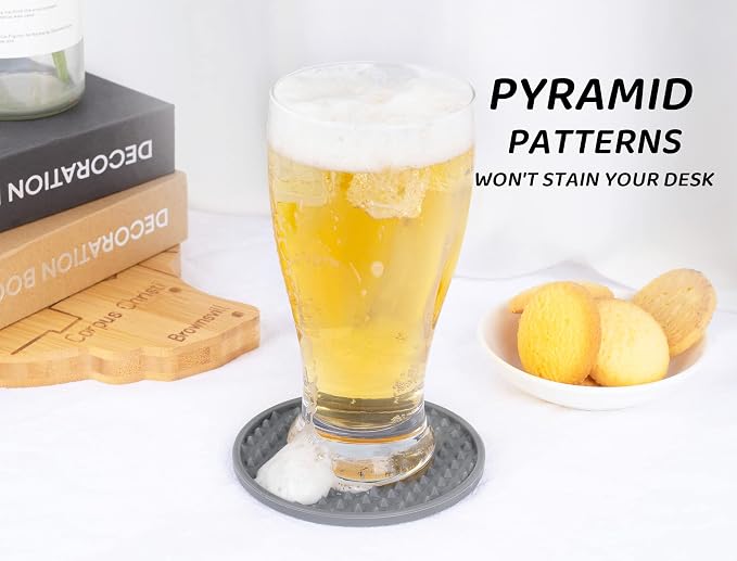Rubber Coasters Set 6 with Holder, Non-Slip Silicone Drink Coaster Cup Mats | - Image 4
