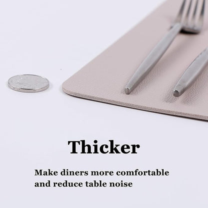 Wipeable Placemats Leather Table Mats Waterproof Heat-Resistant Easy to Clean for Dining Table Set Kitchen Table (6, Taupe)
