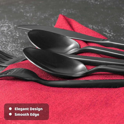 Alata Cube Matte Black 40-Piece Flatware Set, Forged Cutlery Set, Service for 8, Stainless Steel Tableware with Square Handle for Home/Restaurant, Dishwasher Safe